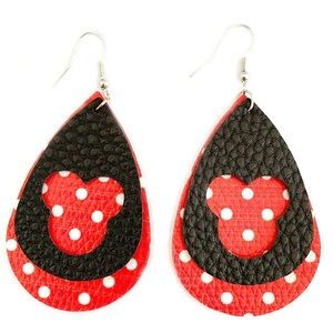 Chic Polka Dot Teardrop Earrings - Black and Red